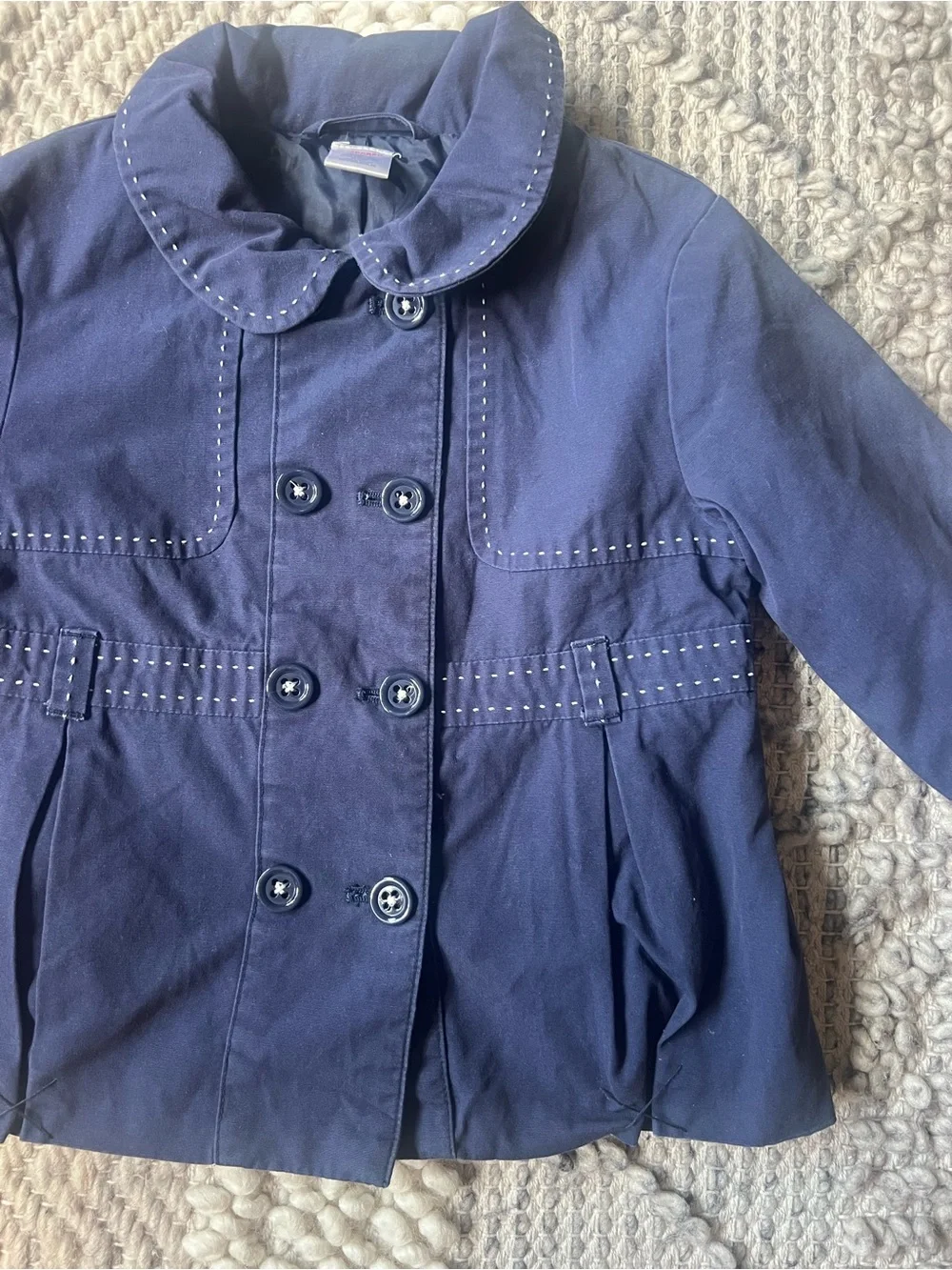 Gymboree Navy Double-Breasted Pea Coat with Stitch Detail